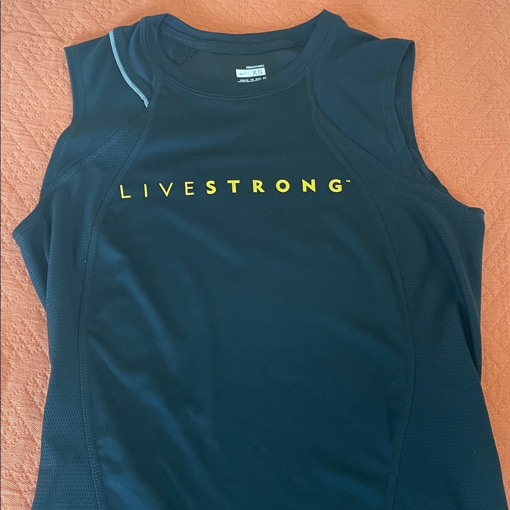 Nike Live Strong Women's Black and Yellow Muscle Tee